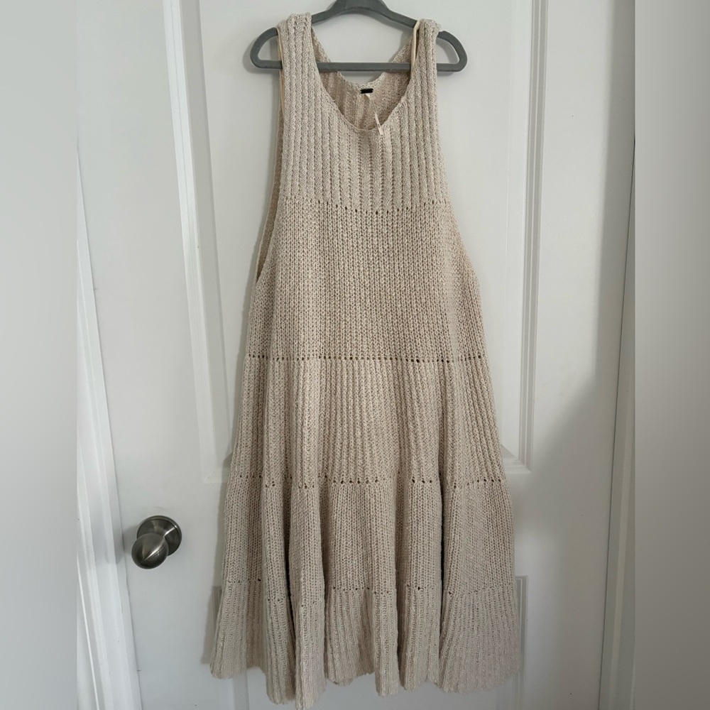 Free People Cream Knit Sweater Dress
